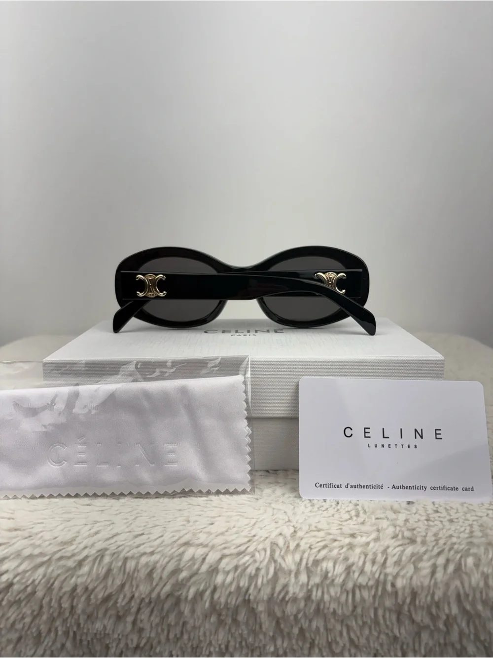Celine Triomphe CL40194U Black Sunglasses Grey Lenses Excellent Condition